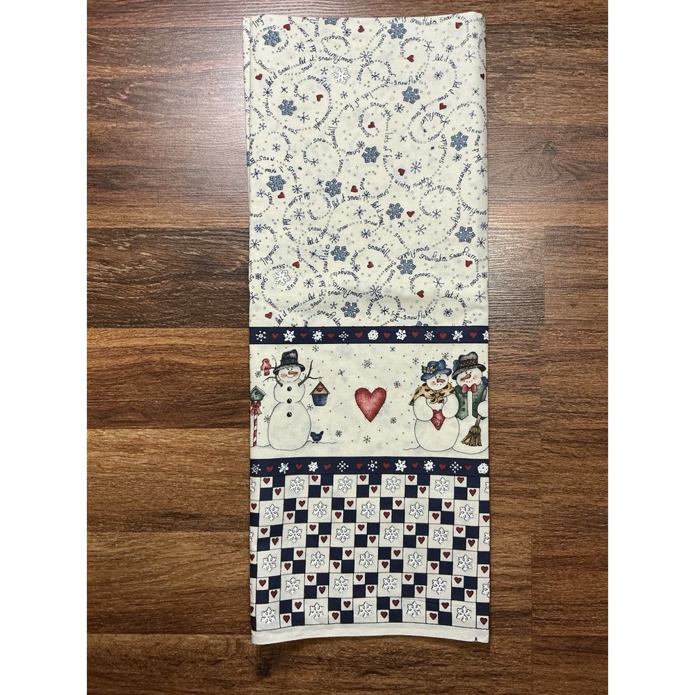 Dianna Marcum Country Folk Winter Snowman Family Checker Snowflake Border 1yd